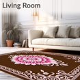 thumbnail image 2 of ODIKA 8'x10' Machine Washable Non-Slip Area Rug, Enchanted Blossom Medallion with Feathered Lace Details High Traffic Rug with Pad, Brown, 531066, 2 of 8