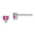 thumbnail image 4 of 925 Sterling Silver 4mm Heart Created Pink Sapphire Post Earrings, 4 of 5