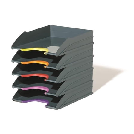 Varicolor Letter Tray Set, Gray & Multi Color - Pack of 5