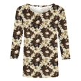 thumbnail image 4 of CYMMPU Fall Trendy Shirts 3/4 Sleeve Tunic Tops Flower Pattern Round Neck Loose Fit Spring Tops Blouses for Women Dressy Casual Lightweight Basic Tees Multicolor XL, 4 of 5