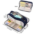 thumbnail image 3 of Estuche de lona para lápices, estuche de gran capacidad, estuche para lápices con 3 compartimentos para niños, material escolar, oficina, bolsa de maquillaje, 3 of 7