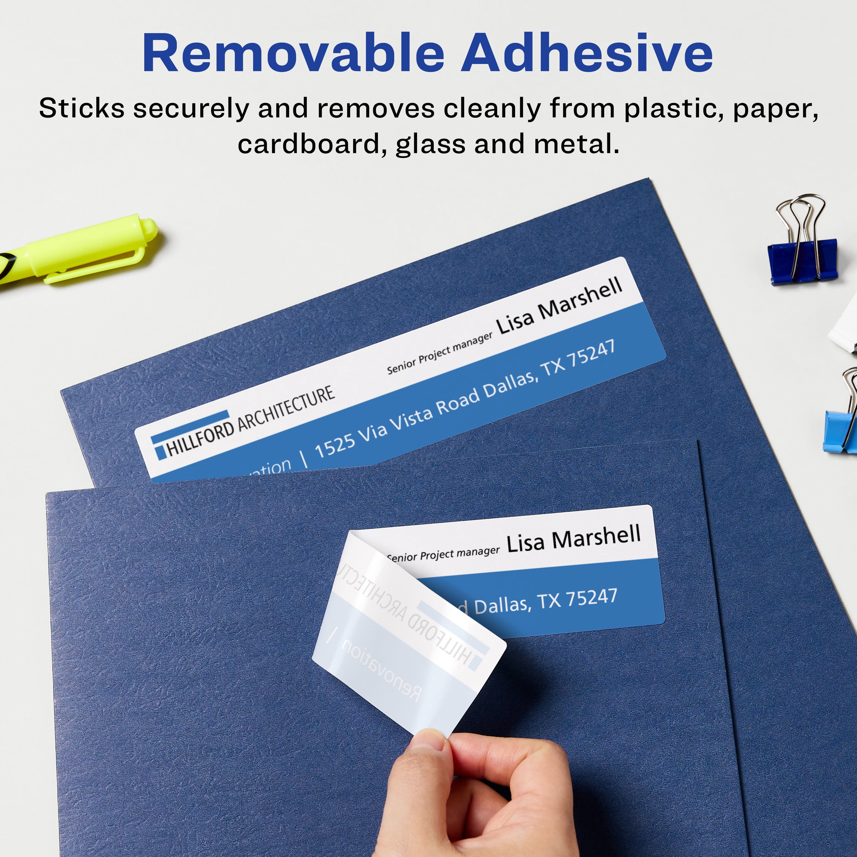 Avery Removable Rectangle Labels, 2.25" x 7.75", 200ct