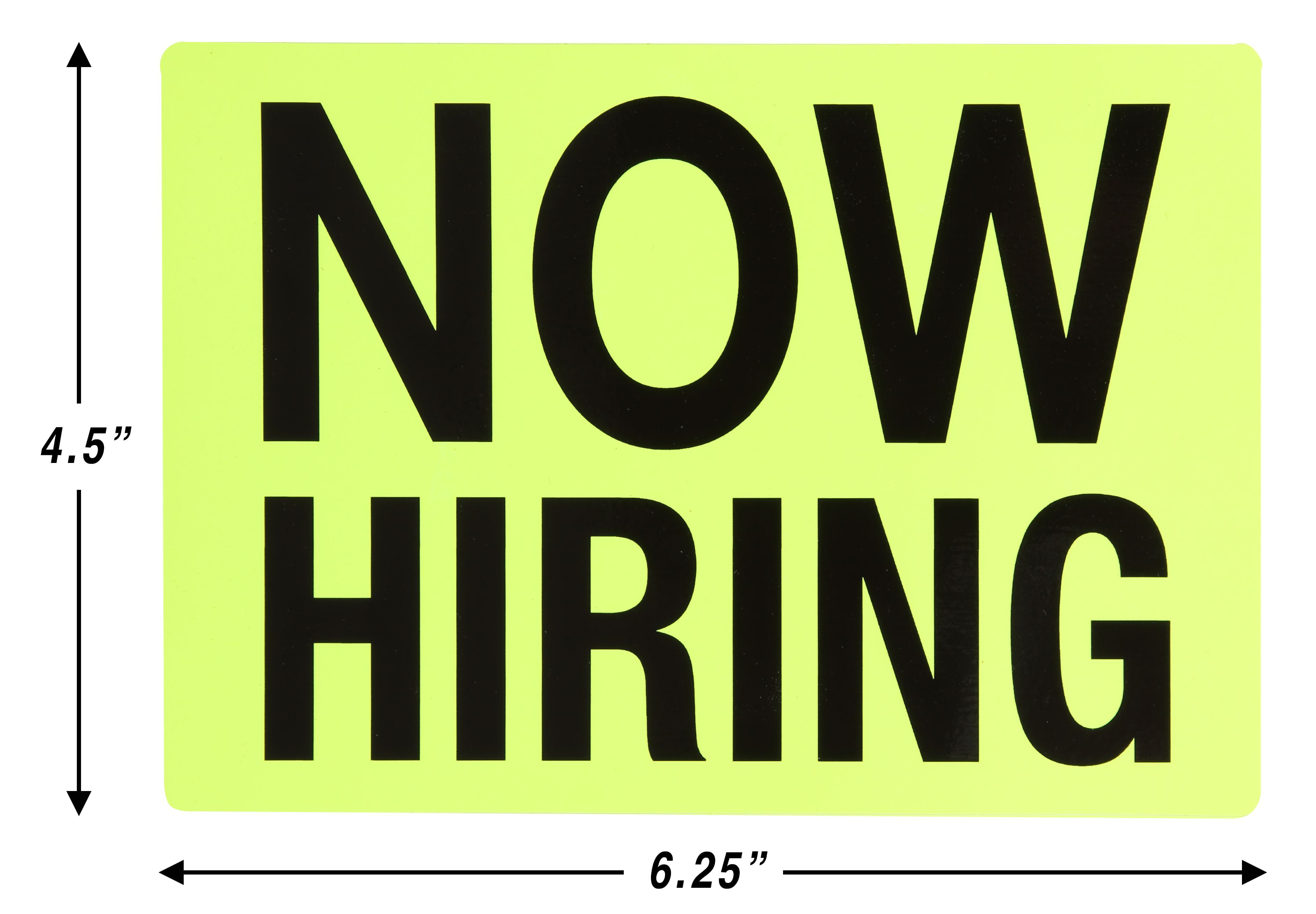 Sunburst Systems Now Hiring Adhesive Decal 8.5" x 5", Yellow
