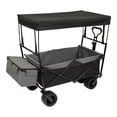 thumbnail image 3 of Hassch Collapsible Folding Wagon with Canopy and All-Terrain Wheels, Utility Storage Cart with Cooler Bag and Side Pockets, Beach Wagon for Sand, Camping, Sports, Shopping, Black, 3 of 10