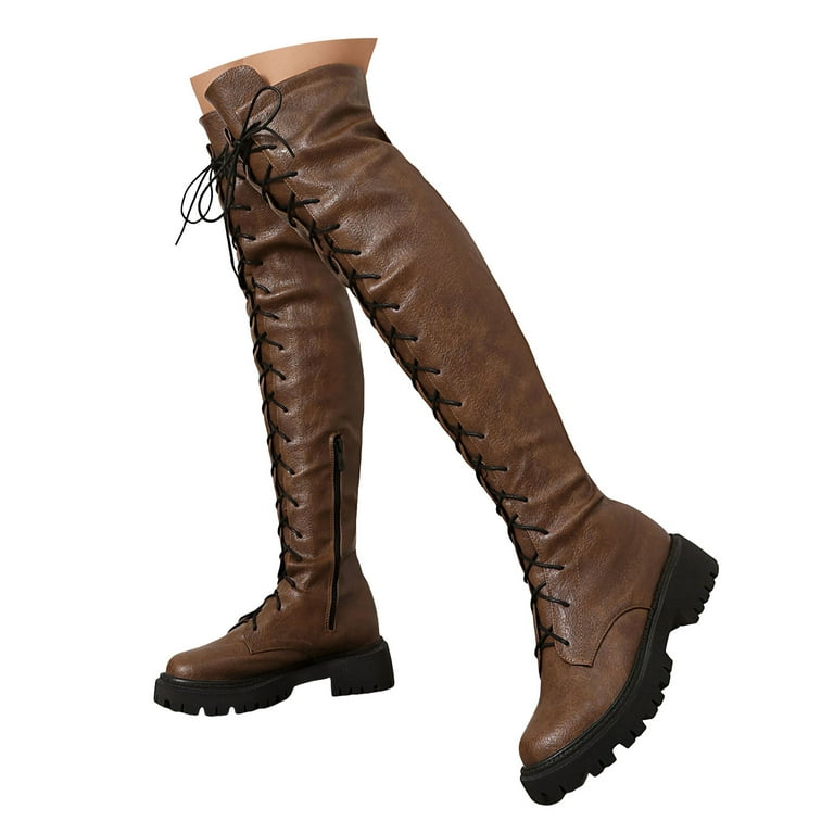 Women's Knee High Boots Riding Boots Lace Up Tall Boots For Women