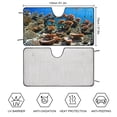 thumbnail image 3 of Windshield Sun Shade -Beach Design Foldable Car Front Window Sunshade for Cars SUV Truck Heat Blocker Visor Protector Blocks Max UV Rays and Keeps Your Vehicle Cool 51"x28", 3 of 7