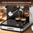 thumbnail image 2 of CUSIMAX 20‑Bar Espresso Machine with Built‑In Grinder & Milk Frother — Professional‑Grade Cappuccino & Latte Maker with Large Removable Water Tank for Home Baristas, 2 of 7