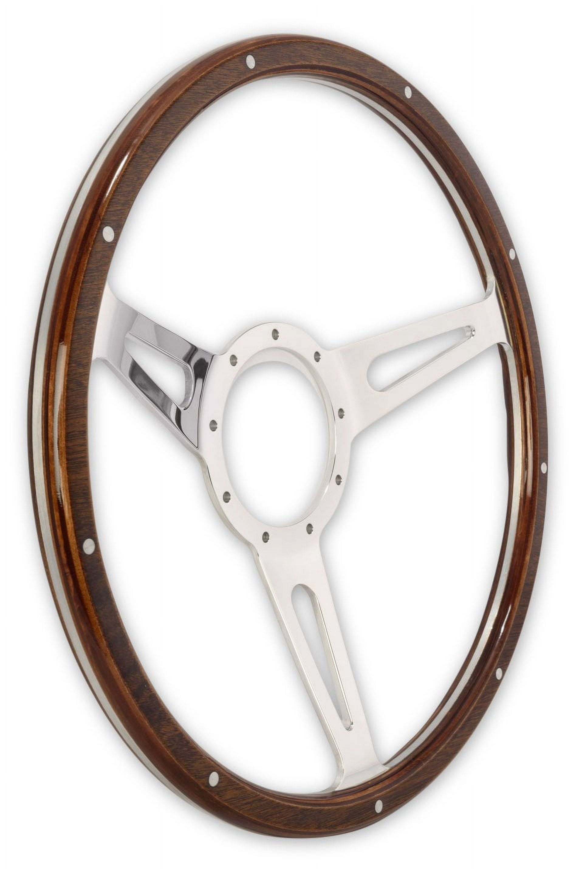 Scott Drake S1MS-3600-WG Cobra Style Wood & Aluminum 15" 9 Hole Steering Wheel