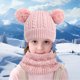 thumbnail image 4 of Conjunto de 3 gorros, bufandas y guantes para niños, de felpa gruesa, de punto, antideslizantes, con bola de pelo decorativa, resistentes al viento, para mantener el calor, para exteriores, para, 4 of 8