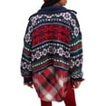 thumbnail image 3 of Womens Button Down Ugly Knit Cardigan Long Sleeve Retro Snowflake Print Open Front Sweater Casual Knitwear Blue M, 3 of 8