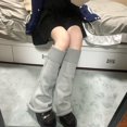 thumbnail image 4 of Men Women Socks Japanese Style Flared Shape Long Student Leg Elastic Cuffs Solid Color Striped Loose Knitted Leg Fashion, 4 of 6
