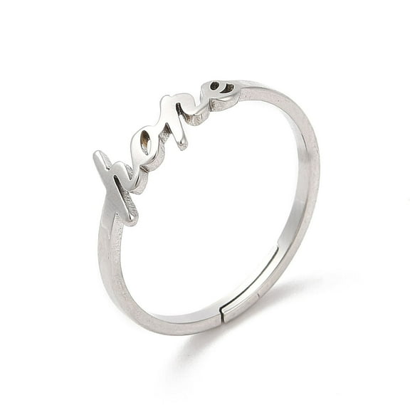 Non-Tarnish 304 Stainless Steel Word Hope Adjustable Ring Stainless Steel color Size 6(16.5mm)