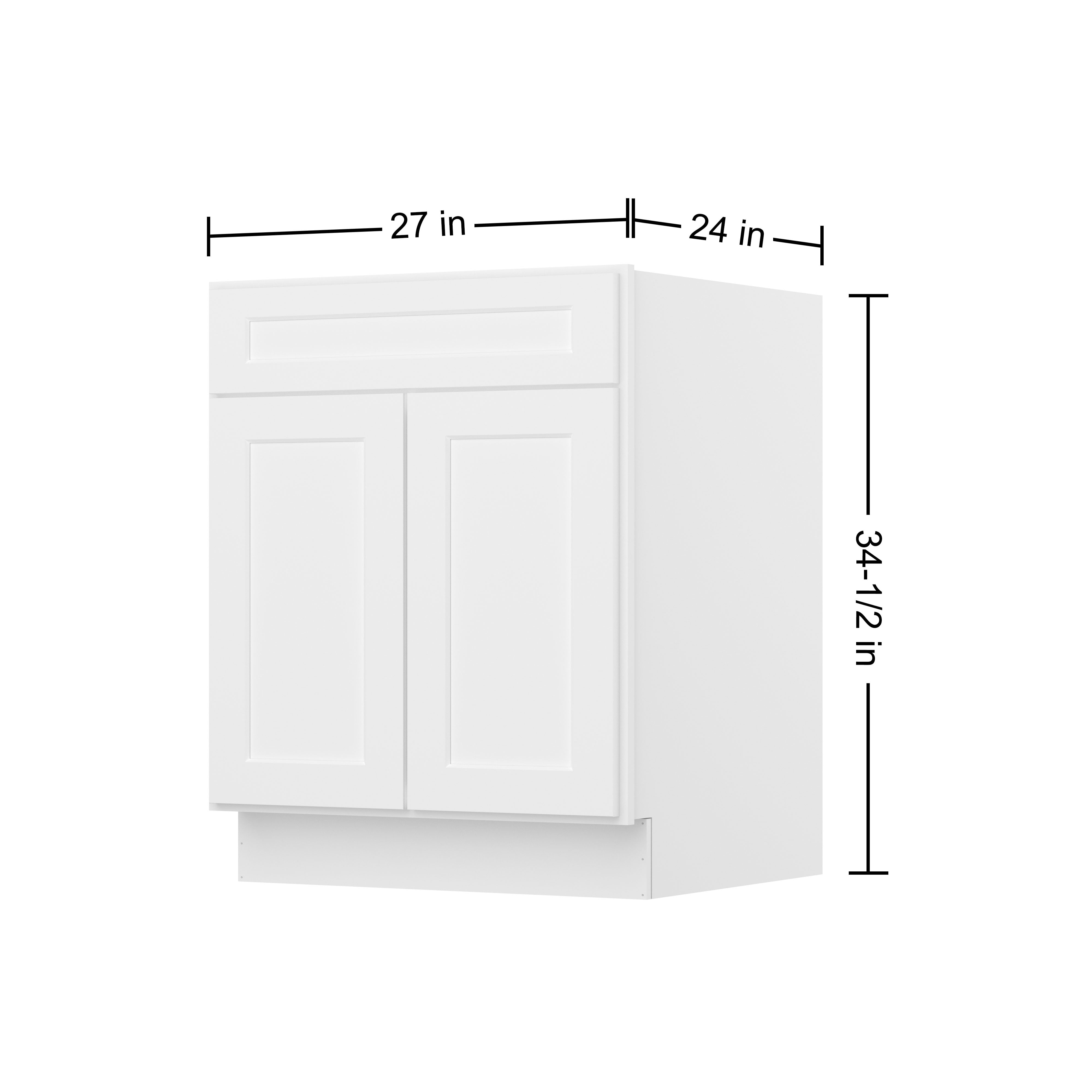 Furinno Shaker Drawer Base Kitchen Cabinet with 2-Doors, Ready to Assemble, 24 D x 27 W x 34.5 H, White
