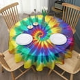 thumbnail image 3 of Colorful Rainbow Tie Dye Spiral Pattern Round Tablecloth 60"x60",Wrinkle Wipeable Table Cloth for Kitchen Dining Room Picnic Patio Party, 3 of 6