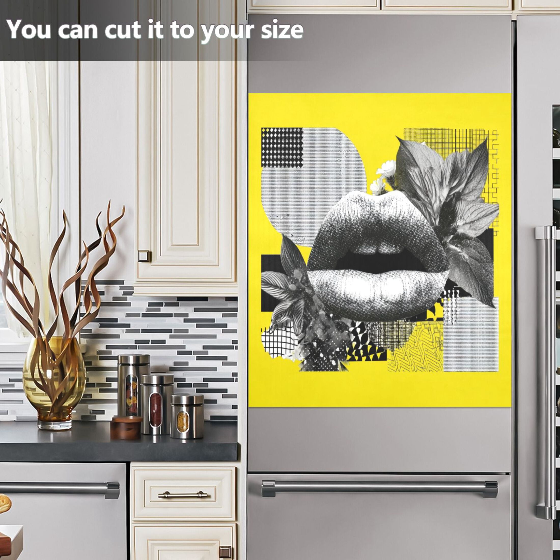 IAUYY Magnetic decorative sticker - 23x26 Inch PVC Refrigerator Decorative Cover, Removable DIY Art for Kitchen Appliances Lips