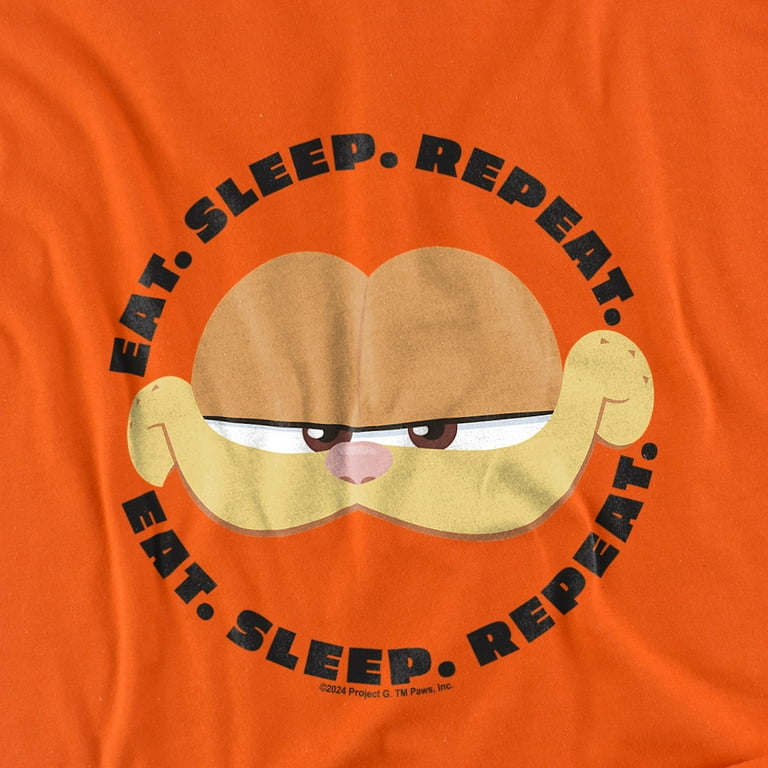 Garfield Movie Eat Sleep Repeat Kids T Shirt Large for Youth Toddler Boys and Girls Orange