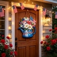 thumbnail image 6 of Memorial Day Saving!4th of July Decorations, The US Independence Day Round Wooden Sign Pendant Festival Star And Stripe Wooden Ornament Welcome Sign, 6 of 7