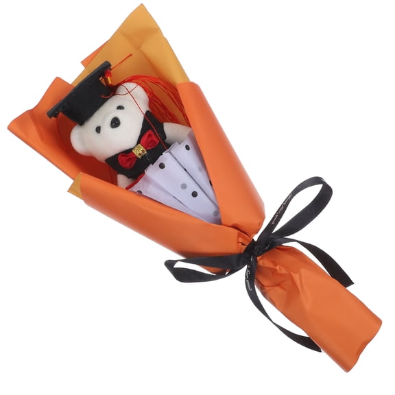 Masteelf Graduation Bouquet Kindergarten Bear Plush Stuffed Animals Orange