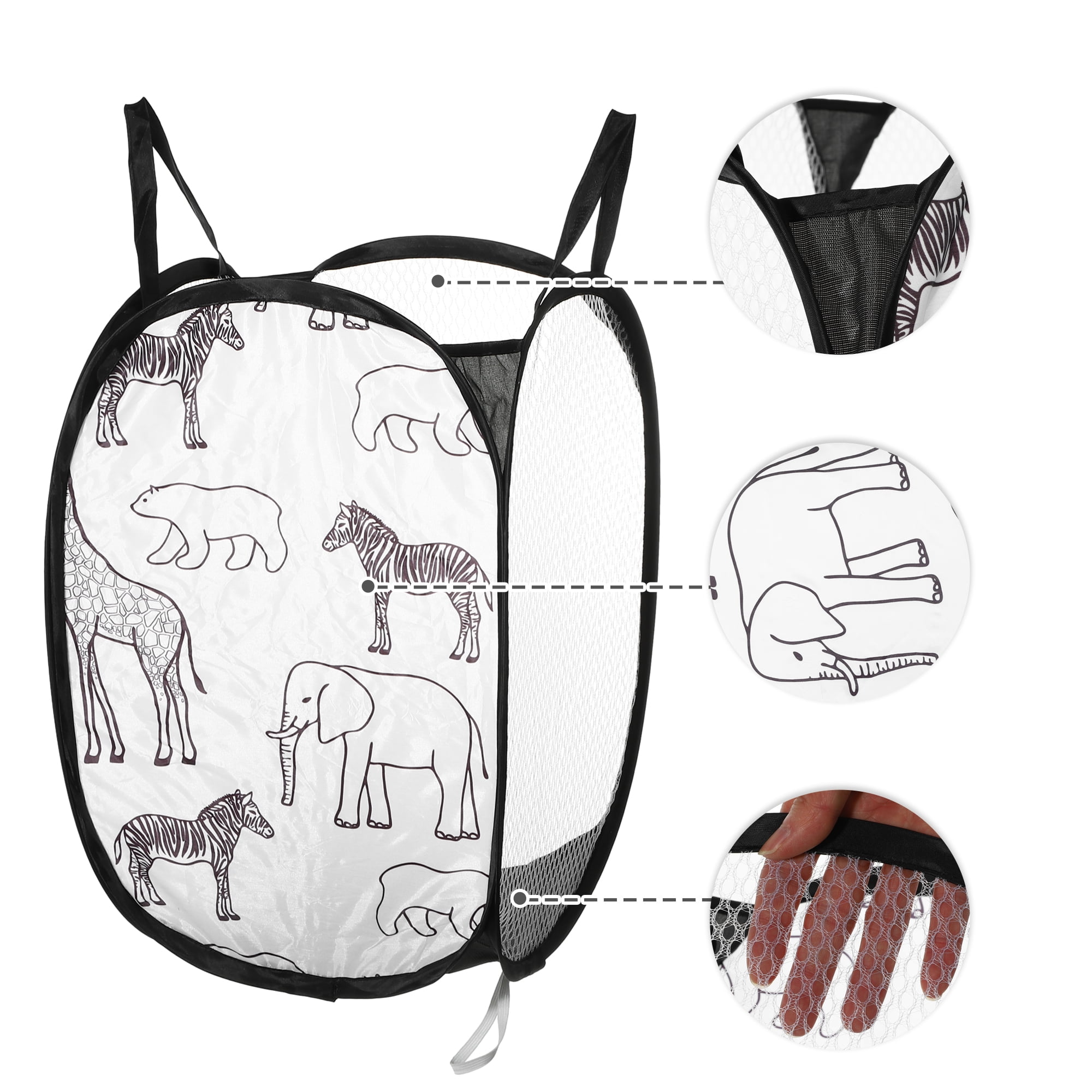 Unique Bargains Folding Laundry Basket Durable Hamper 1PC Black
