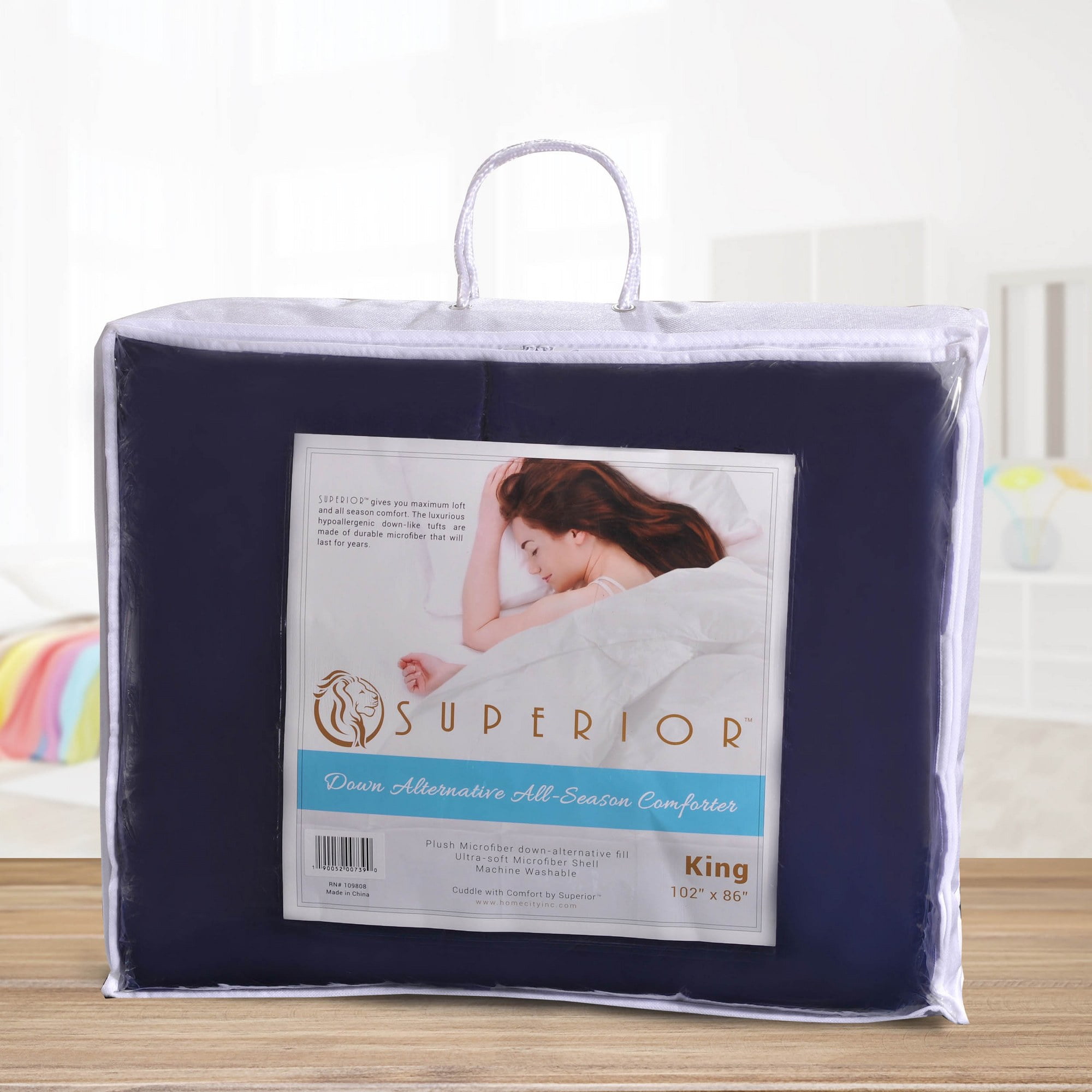 Superior Classic Reversible Comforter, Twin XL, Navy Blue