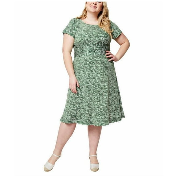 Leota Womens Wrap Dress,Green Flock,3X