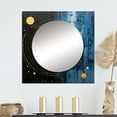 thumbnail image 1 of Designart "Blue Black Abstract Simplicity Round Lines III" Abstract Collages Blue Large Square Mirror - Square Bedroom Mirror Printed Wall Decor - Transitional Square Printed Wall Mirror Art, 1 of 5