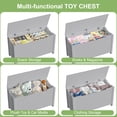 thumbnail image 5 of 39.4" Kids Wooden Toy Box Storage Bench with Safety Hinged Lid for Ages 3+, Toy Chest, Sturdy Entryway Storage Chest with Safety Hinges, Retro Storage Trunk for Living Room, Bedroom, Gray, 5 of 9