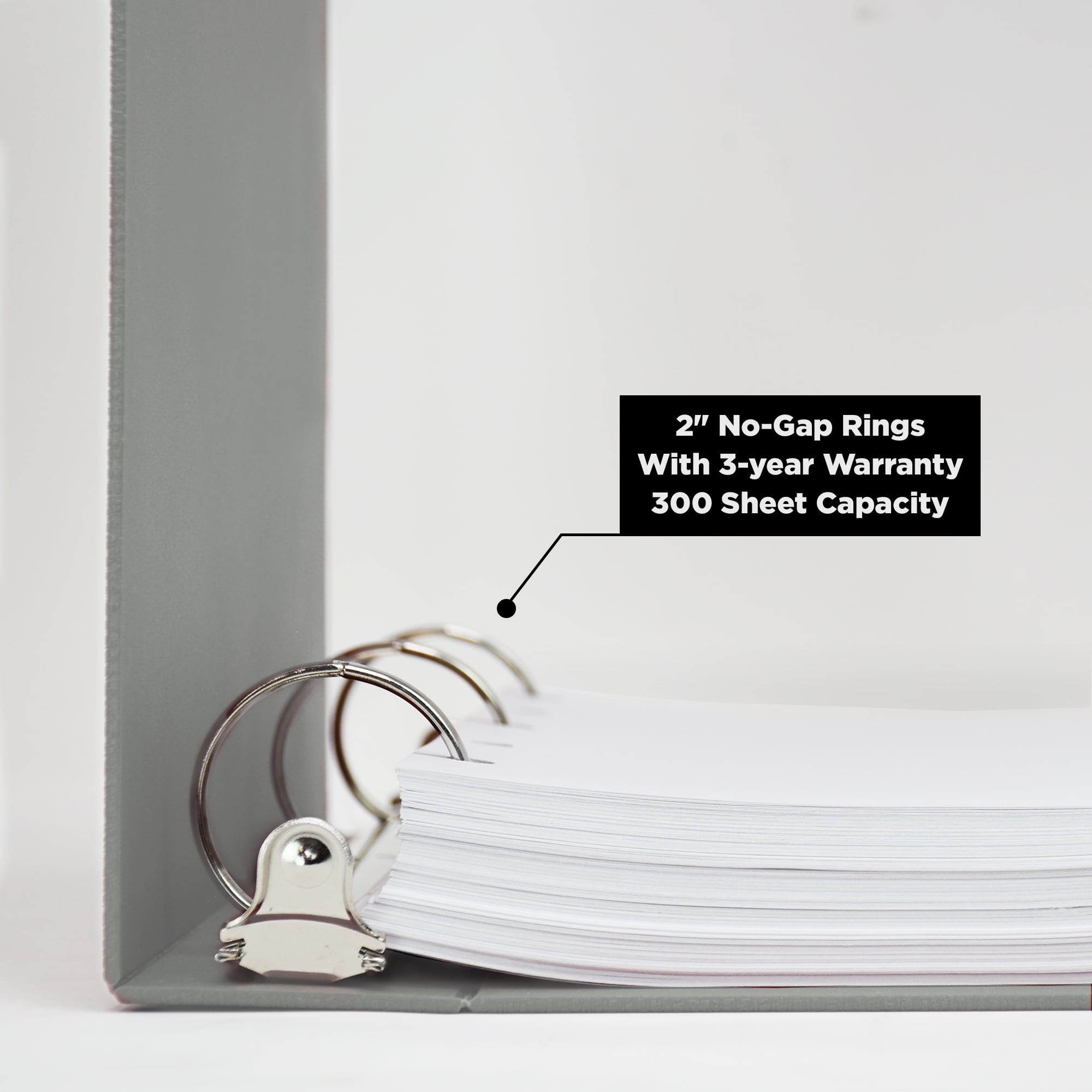 Carstens 2-Inch Heavy Duty 3-Ring Binder - Top Opening, Ash Gray