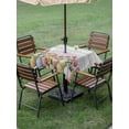 thumbnail image 3 of Easter Outdoor Tablecloth - 60x60 Inch Square Dining Table Cover, Retro Spring Bunny Eggs Tulip Farm Wooden Grain Waterproof Outdoor Table Cloth with Umbrella Hole & Zipper for Picnic/Patio/Party, 3 of 7