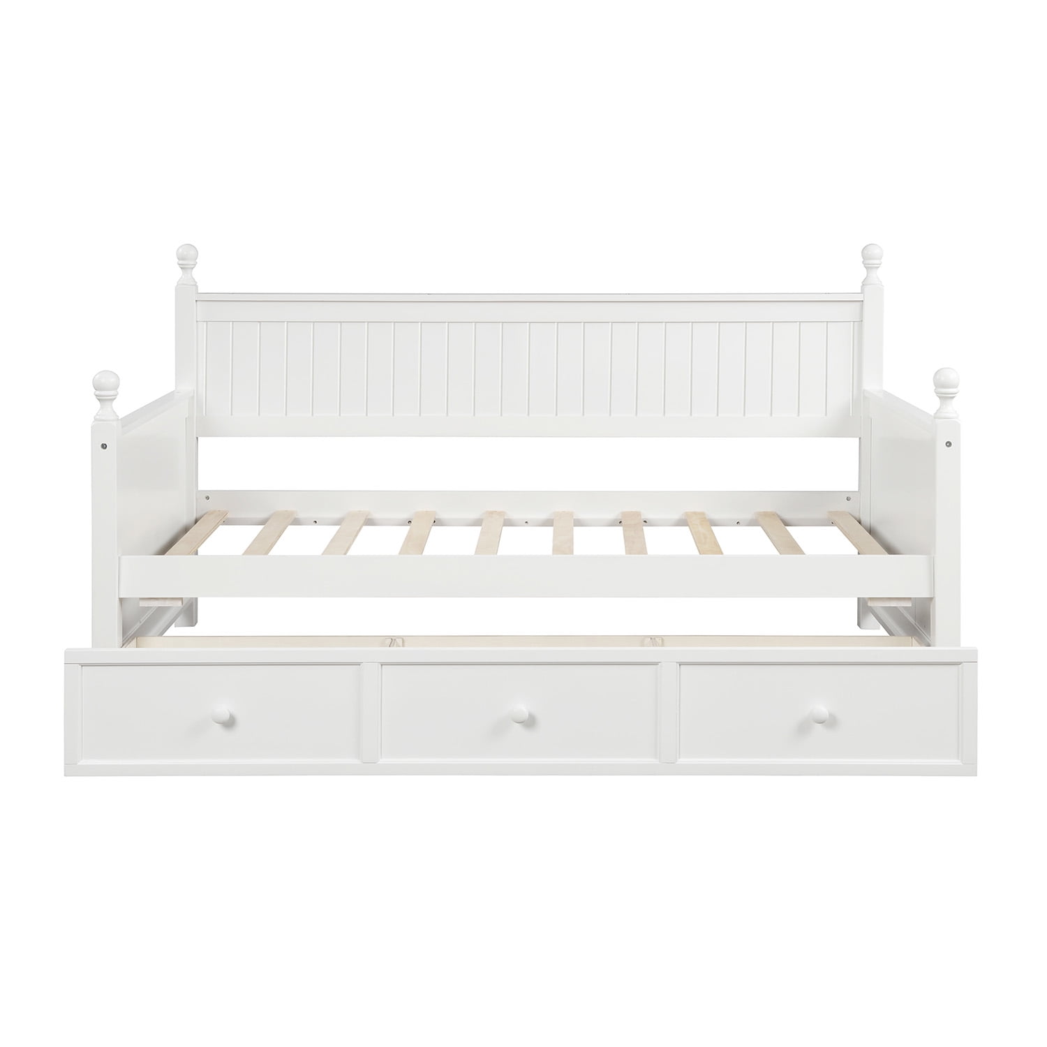 Gewnee Solid Wood Twin Size Daybed with Three Drawers,Storage Daybed for Kids,White