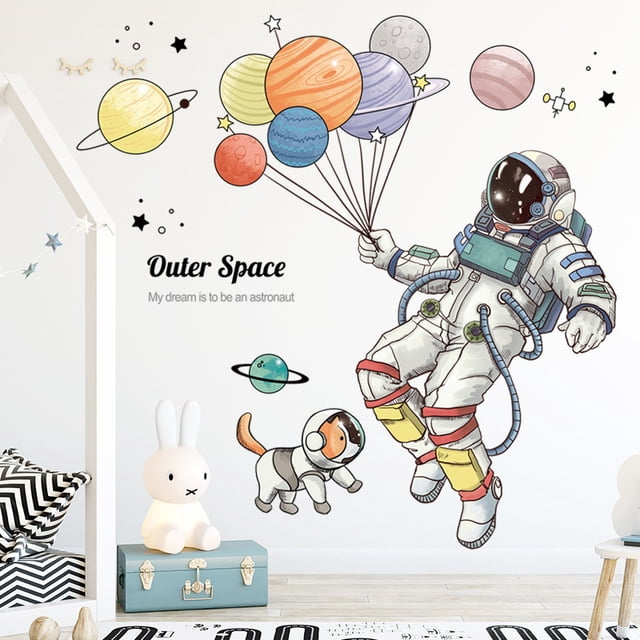 Vinil Decorativo Astronauta Planetas Habitación Niño Bebe Dara Baby VinDe259