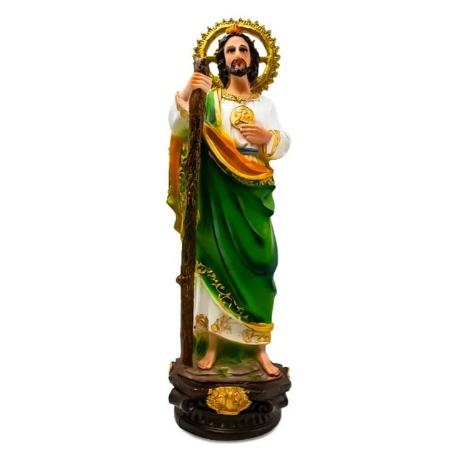 Figura San Judas Tadeo Con Bastón Para Abundancia Y Fe