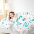 thumbnail image 3 of spefrowx Line Art Seahorse King Bedding for Kids, Teal Coral Starfish Shell King Bed in a Bag, Polka Dot Reversible, 7-Piece, 3 of 6