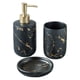 thumbnail image 1 of Juego de accesorios de baño de cerámica con efecto mármol, dispensador de loción y jabonera. Negro 3 piezas, 1 of 8