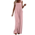 thumbnail image 2 of Lisingtool Womens Overalls Women's Fashionable Ethnic Style Solid Color Button Strap Jumpsuit Wide Leg Pants Jumpsuits for Women Dressy Red, 2 of 4