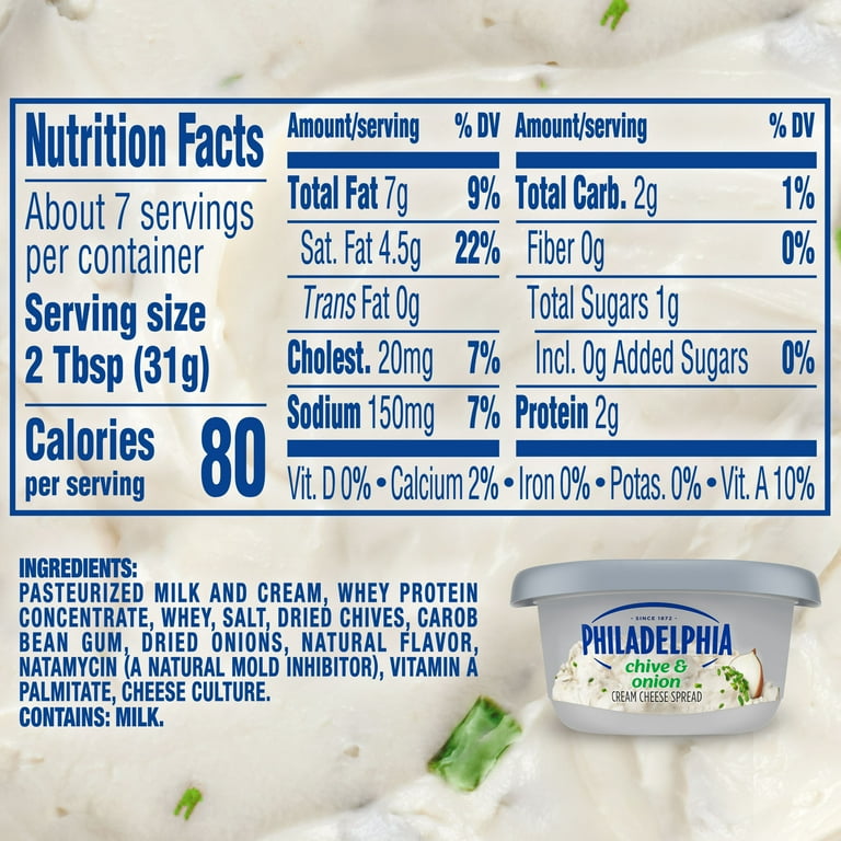 Philadelphia Chive Whipped Cream Cheese Spread, Oz Tub