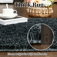 thumbnail image 4 of GlowSol 12' x 18' Fluffy Shag Rug Non-Shedding Non Slip Fuzzy Plush Rug Contemporary Shaggy Carpet for Living Room Bedroom Dorm, Black, 4 of 7