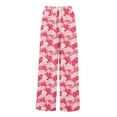 thumbnail image 5 of WTOBBY Women's Printed Wide Leg Casual Pants with Floral Design High Waist Drawstring Loose Fit and Side Pockets for Everyday Breathable Style ,Pink XL, 5 of 6