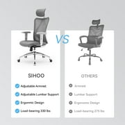 Sihoo High Back Lumbar Support and Breathable Computer Desk Chair, Light Gray