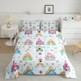thumbnail image 2 of Erosebridal Kawaii Girl Comforter Sets Twin Size,Rainbow Castle Carriage Comforters & Duvets,Blue Fairy Tale Bedding Twin Comforter Set,Room Decoration Reversible,2-Piece, 2 of 7