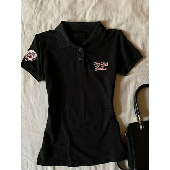 Y2K Black Vintage Women T Shirts Harajuku Letter Print Short Sleeve Tops American Summer Slim Gyaru Lapel Tees New