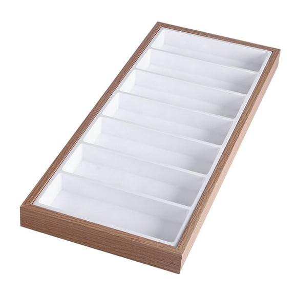 7 Slot Eyeglass Sunglass Storage Box, Wooden Glasses Display Case Storage Organizer Collector - White