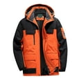thumbnail image 2 of YMNXA Mens Winter Coats With Hood Long Sleeve Color Block Zip Up Plush Thickened Warm Ski Jacket For Outdoor Hiking Orange 5Xl, 2 of 4