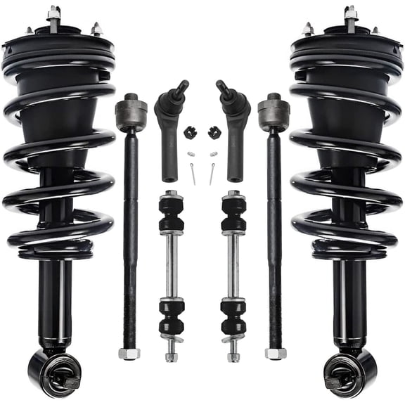 Detroit Axle - 4WD Front Struts & Coil Spring   Sway Bars   Inner & Outer Tie Rods Replacement for 2014-2018 Chevy GMC Silverado Sierra 1500