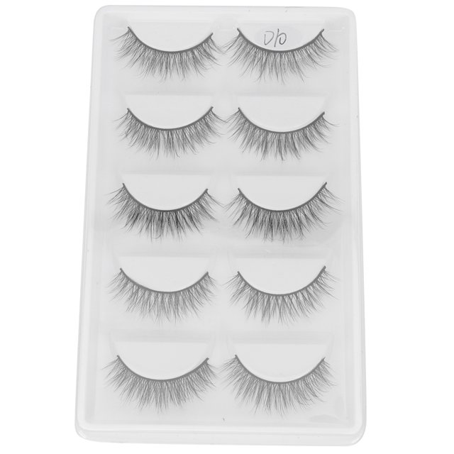 5 pares de pestañas postizas densas y gruesas, herramienta de maquillaje de pestañas postizas rizadas largas tridimensionales (D10)