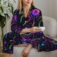 thumbnail image 4 of Goofa Multi-colored Spiders Printed Women’s 2 Piece Pajama Set Super,Pajamas Women's Long Sleeve Sleepwear Soft Button Down Loungewear Pjs Lounge Set Nightwear-Small, 4 of 9