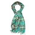 thumbnail image 2 of NYFASHION101 Women's Soft Tassel Tartan Plaid Shawl Scarf Wrap, Aqua/Beige, 2 of 3