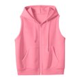 thumbnail image 6 of Wuztai Women's Zip Hooded Vest Sleeveless Casual Loose Solid Soft Lightweight Cardigan Jacket XXL, 6 of 7