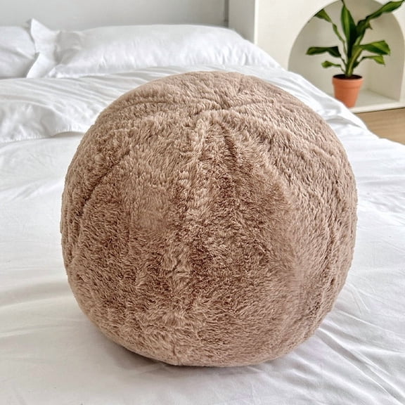 Brown Round Shaped Pillow,Soft Throw Pillows Aesthetic Decorative Pillows for Bed Sofa Couch Home Decor，30cm/11.8in