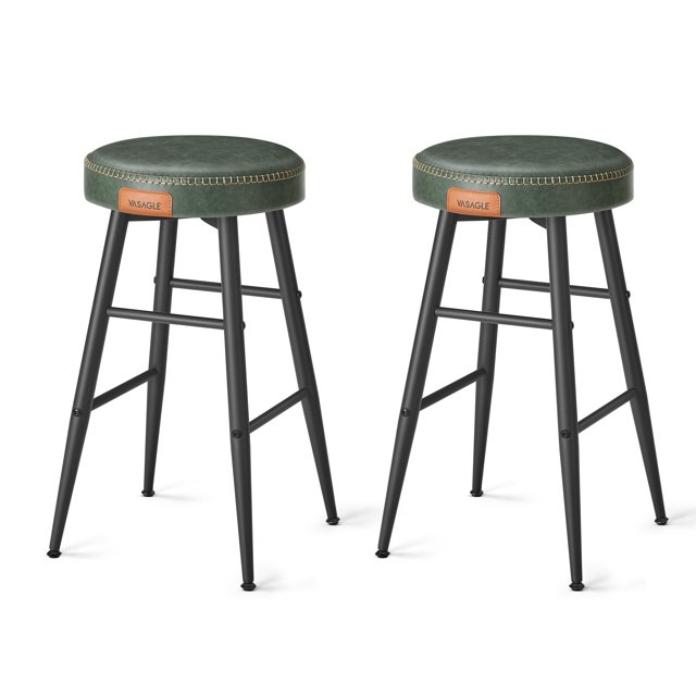 VASAGLE EKHO Collection - Juego de 2 taburetes de Bar con Altura de mostrador, taburetes de encimera de Cocina, taburetes Modernos de Mediados de Siglo, taburetes de mostrador sin Respaldo de 24.8
